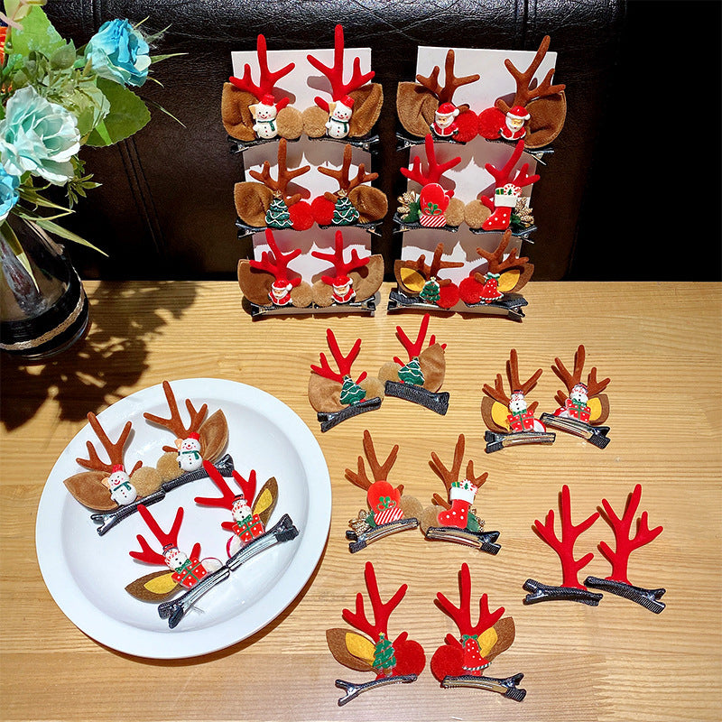 Wholesale Soft Clay Christmas Antler Hair Clips